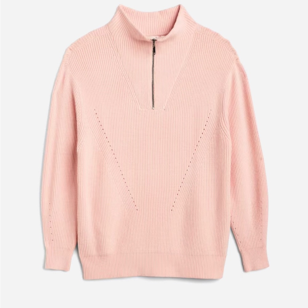 RD Style Laverne Quarter Zip Pointelle Sweater- 1XL